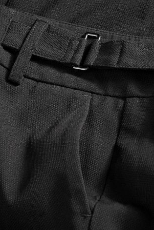 Black Textured Workwear Tapered Trousers